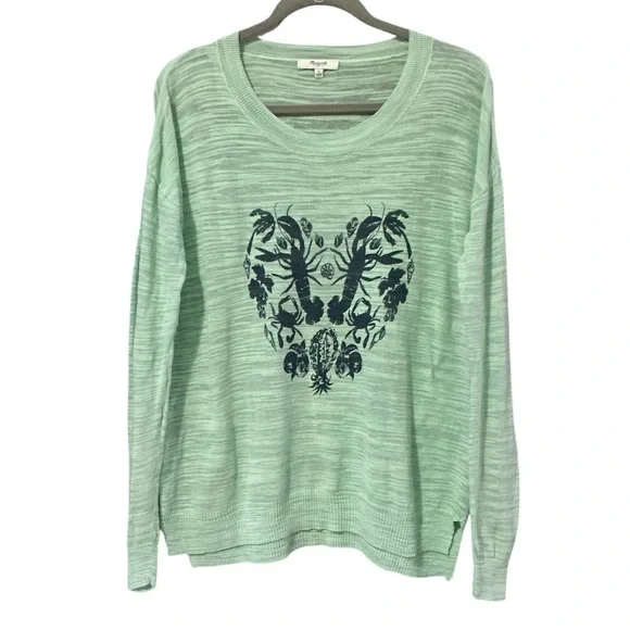 MADEWELL The Slub Knit Lobster Sweater S 23” p2p Mint - Picture 2 of 11